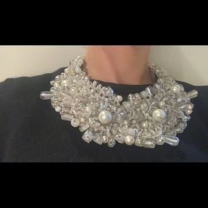 Vintage beads and faux pearls bib